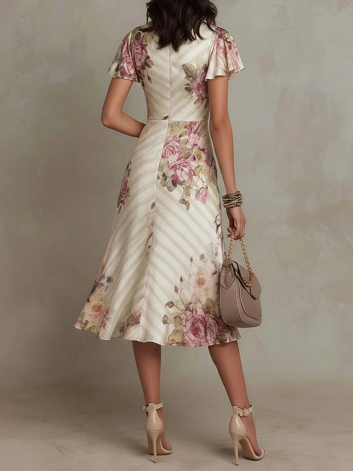 Flavia | Abito Midi in Raso a Fantasia Floreale