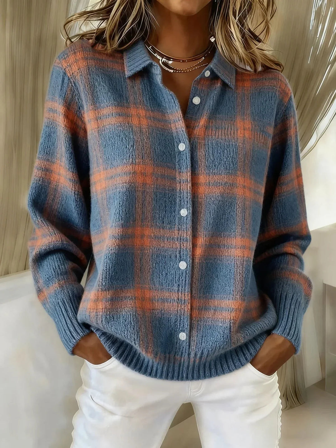 Gigliola | Cardigan in Maglia a Quadri