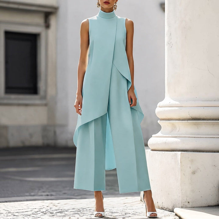 Alessia | Tuta Elegante con Top Drappeggiato a Collo Alto