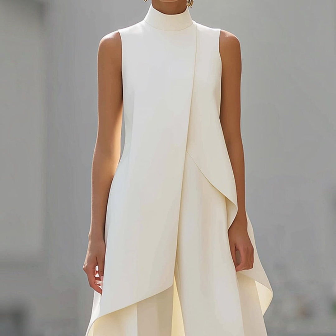 Alessia | Tuta Elegante con Top Drappeggiato a Collo Alto