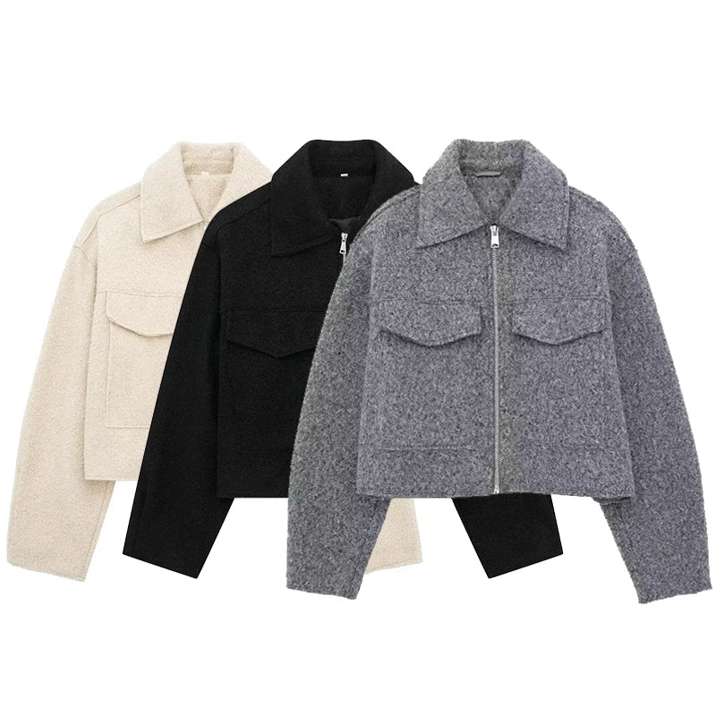 Virginia | Giacca Vintage con Zip e Collo a Revers