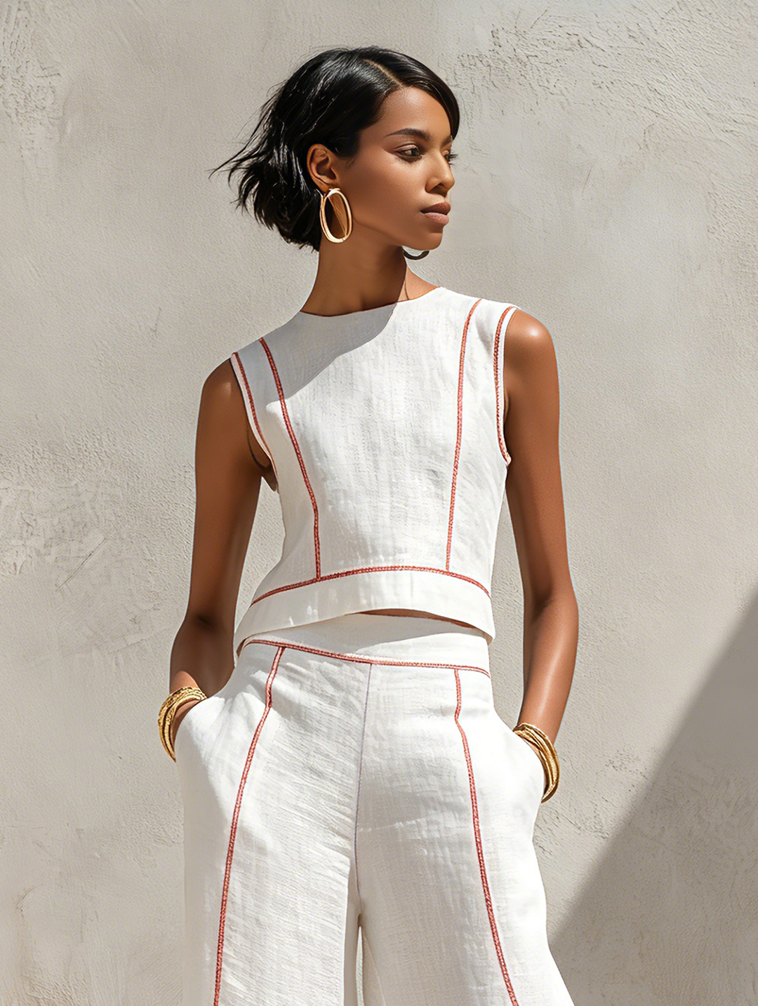 Alice | Completo con Pantaloni Elegante e Cuciture a Contrasto
