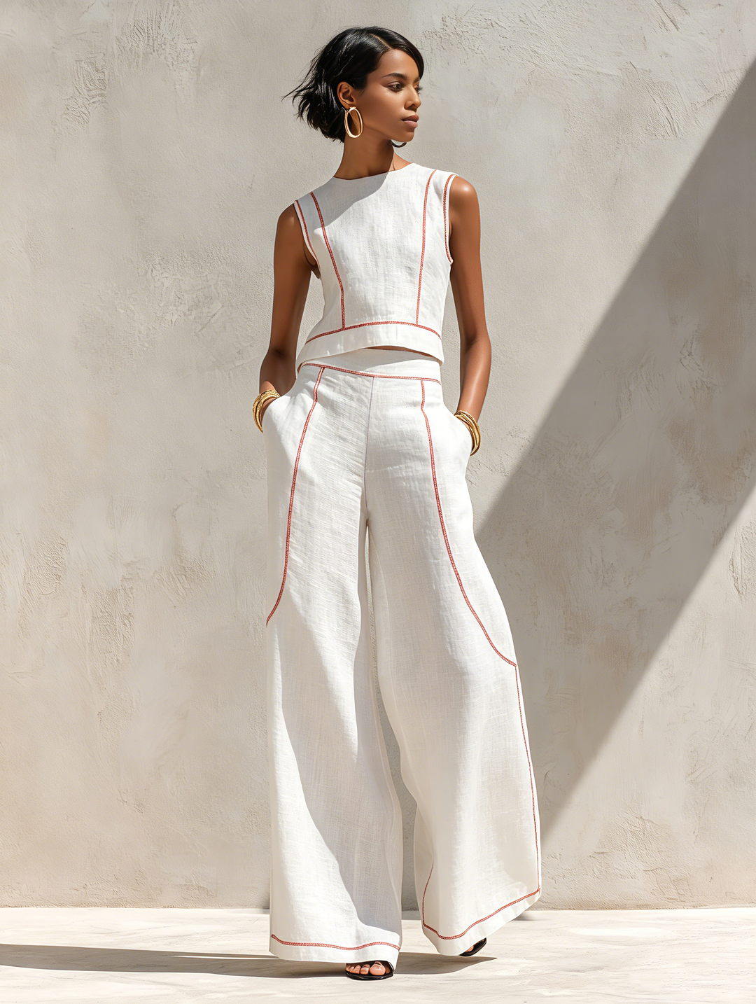 Alice | Completo con Pantaloni Elegante e Cuciture a Contrasto