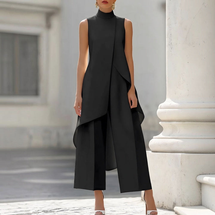 Alessia | Tuta Elegante con Top Drappeggiato a Collo Alto