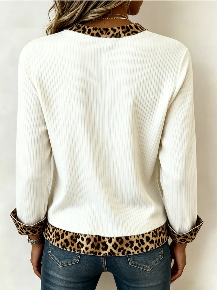 Leonora | Maglione a Coste con Patchwork Leopardato