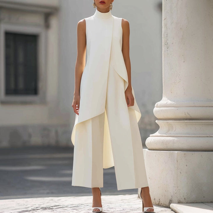 Alessia | Tuta Elegante con Top Drappeggiato a Collo Alto