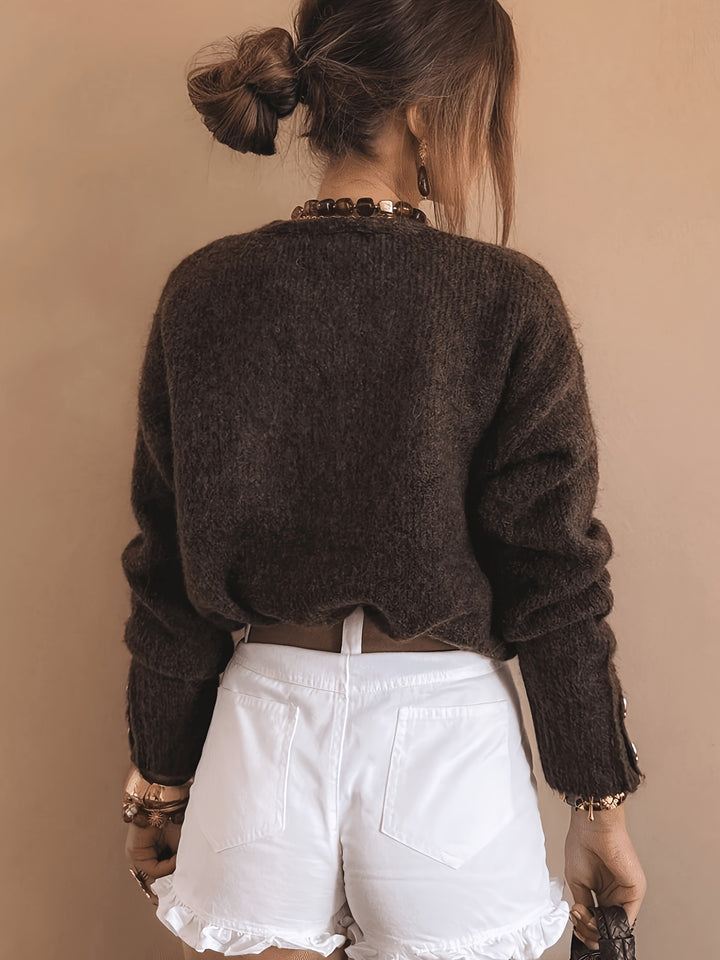 Cordelia | Cardigan con Scollo a V e Bottoni a Cuore