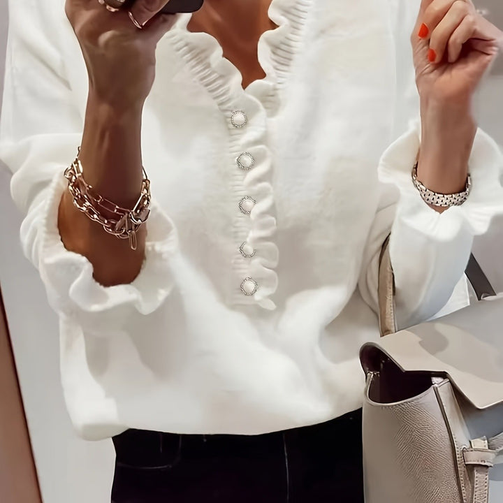 Violante | Maglione con Scollo a V e Maniche a Volant