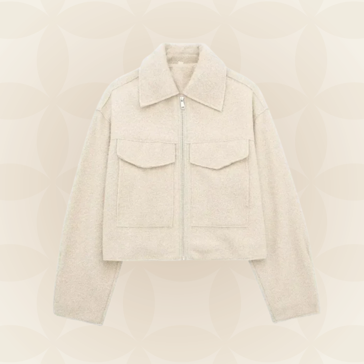 Virginia | Giacca Vintage con Zip e Collo a Revers
