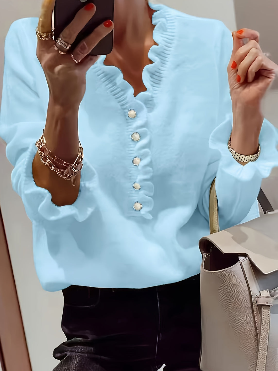 Violante | Maglione con Scollo a V e Maniche a Volant