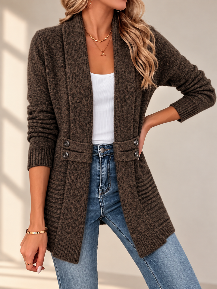 Letizia | Cardigan Elegante con Cintura e Doppia Fila di Bottoni