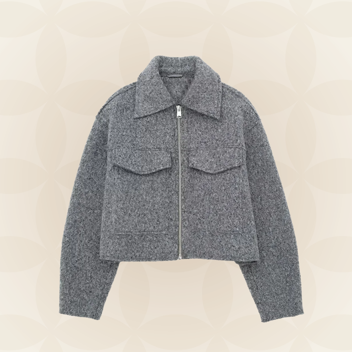 Virginia | Giacca Vintage con Zip e Collo a Revers