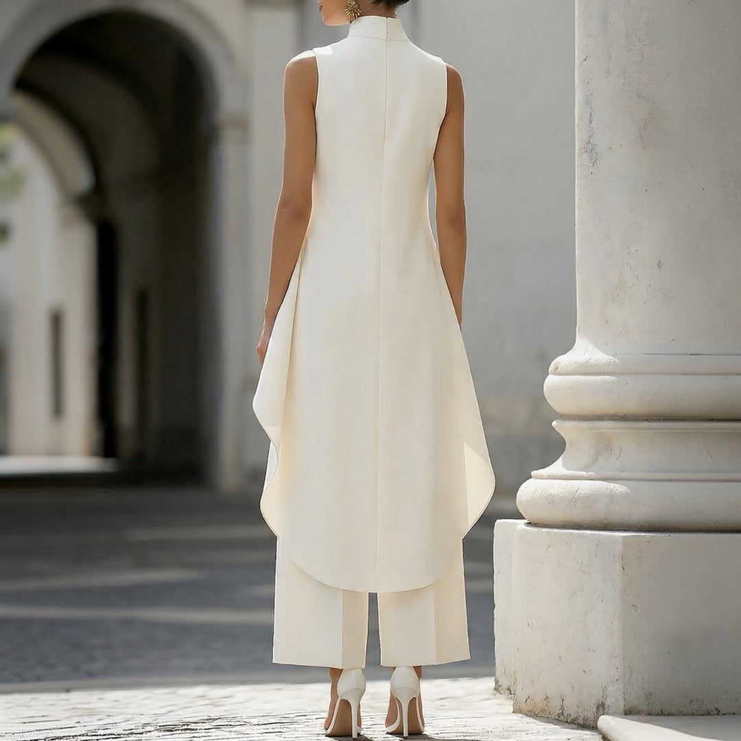 Alessia | Tuta Elegante con Top Drappeggiato a Collo Alto