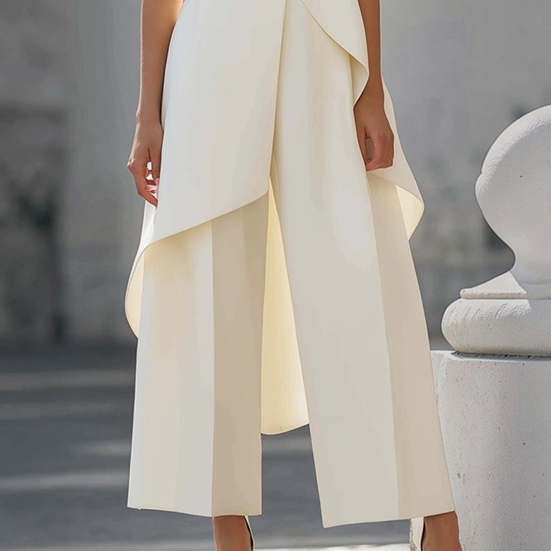 Alessia | Tuta Elegante con Top Drappeggiato a Collo Alto