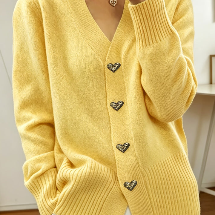Dalia | Cardigan Lungo in Jersey con Bottoni a Cuore