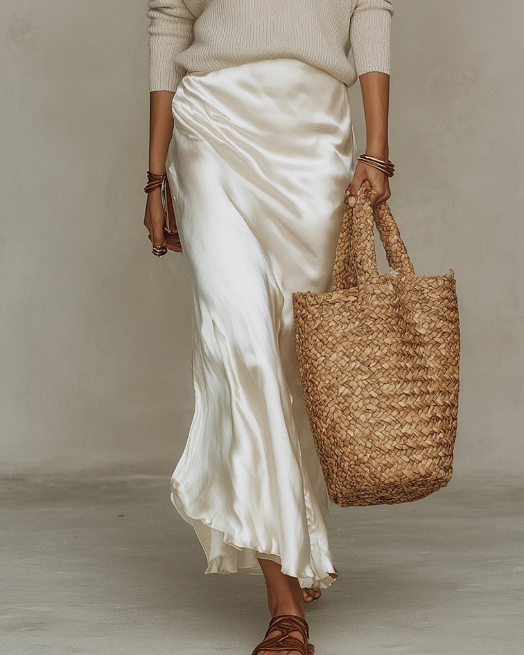Emilia | Abito Midi in Raso con Maglia Inclusa