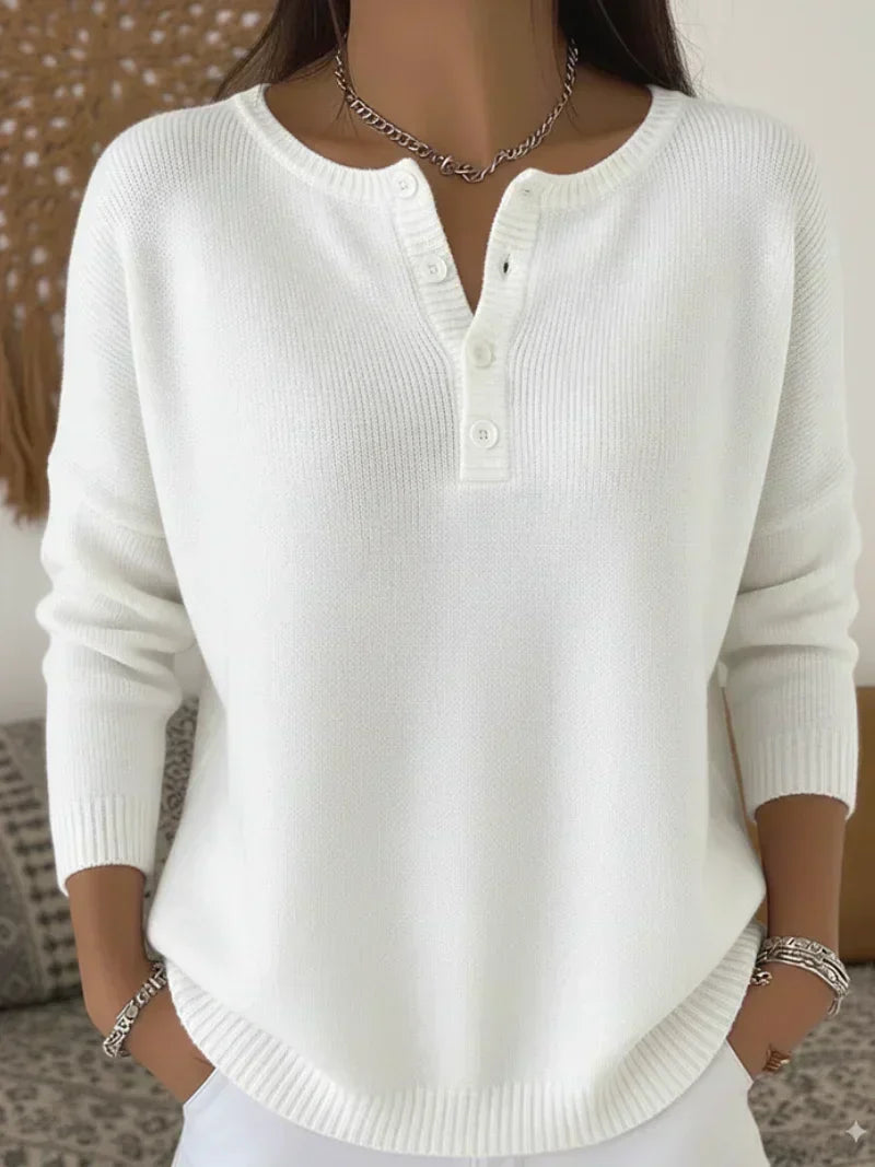 Helena | Maglione in Maglia con Bottoni Henley