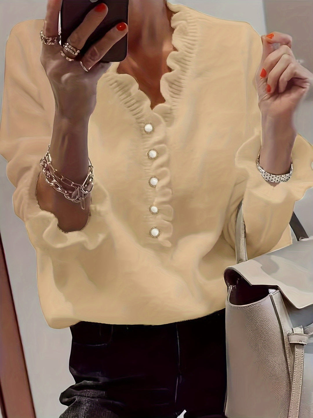 Violante | Maglione con Scollo a V e Maniche a Volant