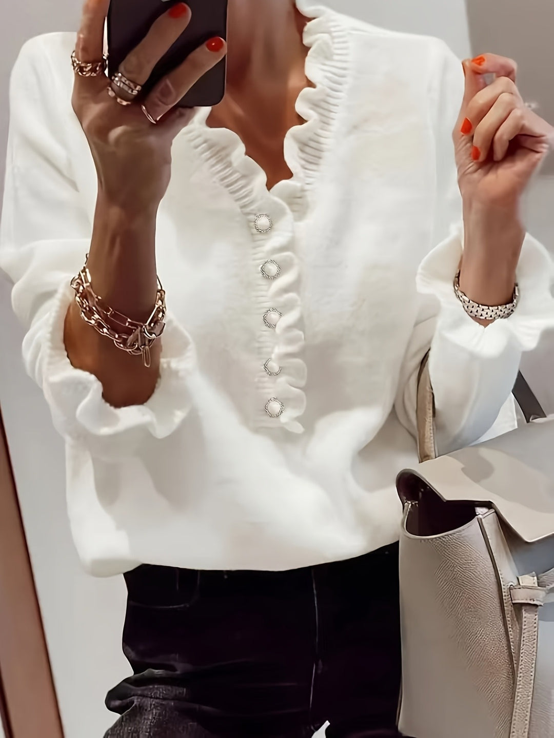 Violante | Maglione con Scollo a V e Maniche a Volant