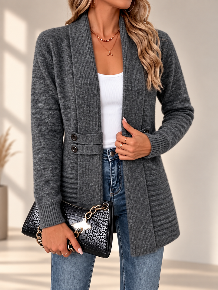 Letizia | Cardigan Elegante con Cintura e Doppia Fila di Bottoni