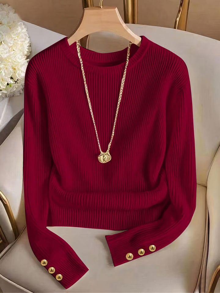 Lucilla | Maglia Girocollo con Bottoni Metallici