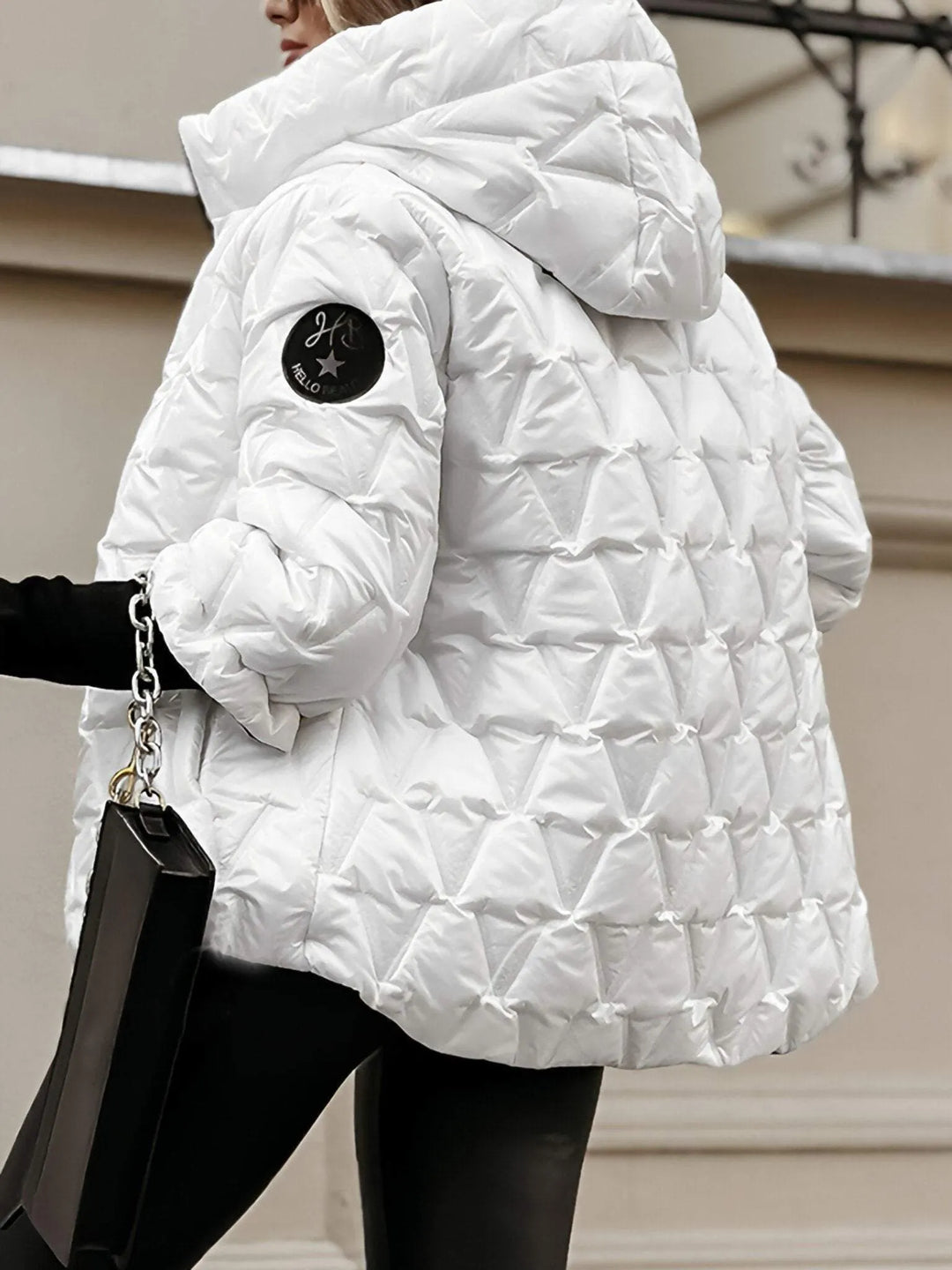 Loredana | Giacca con Cappuccio e Patchwork a Rombi