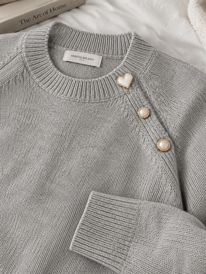 Ornella | Maglione Girocollo Casual con Bottoni