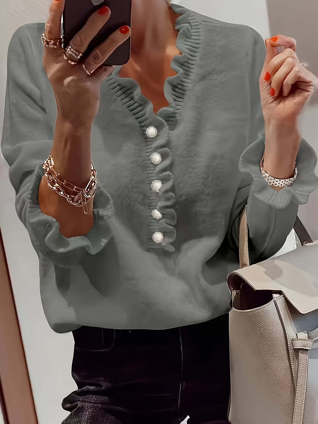 Violante | Maglione con Scollo a V e Maniche a Volant