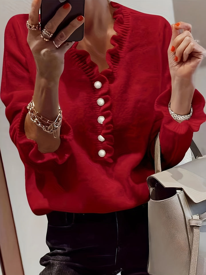 Violante | Maglione con Scollo a V e Maniche a Volant