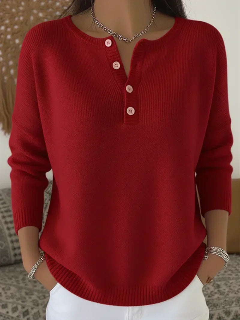 Helena | Maglione in Maglia con Bottoni Henley