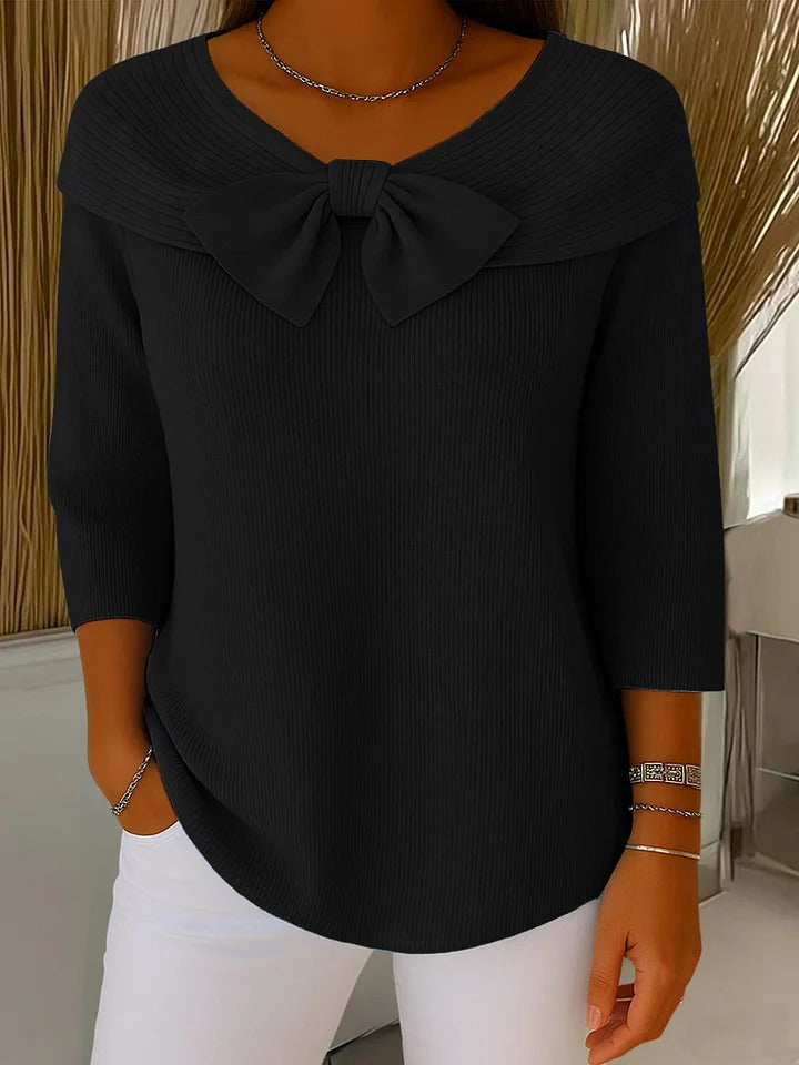 Filippa | Maglione con Fiocco e Collo Rotondo