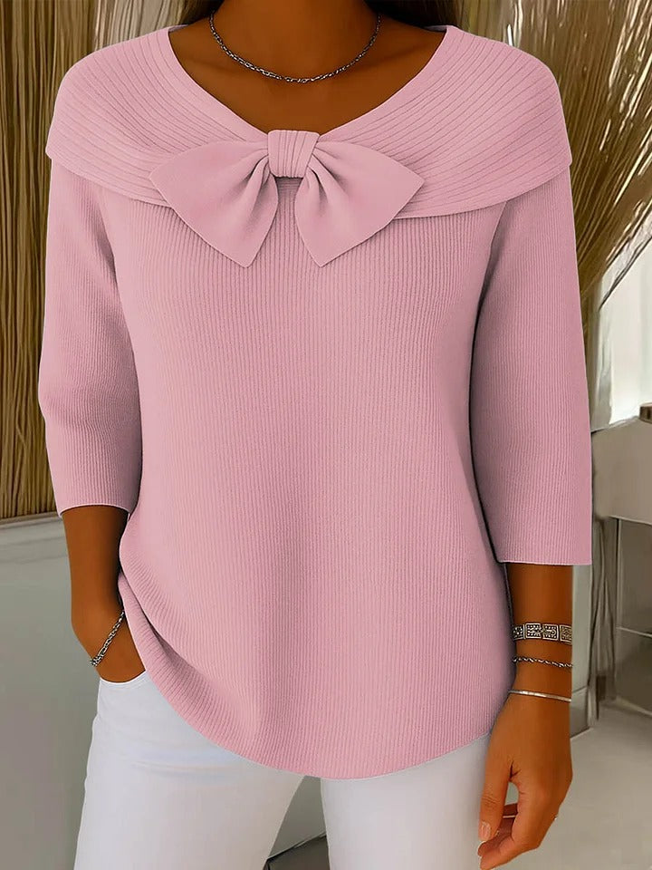 Filippa | Maglione con Fiocco e Collo Rotondo