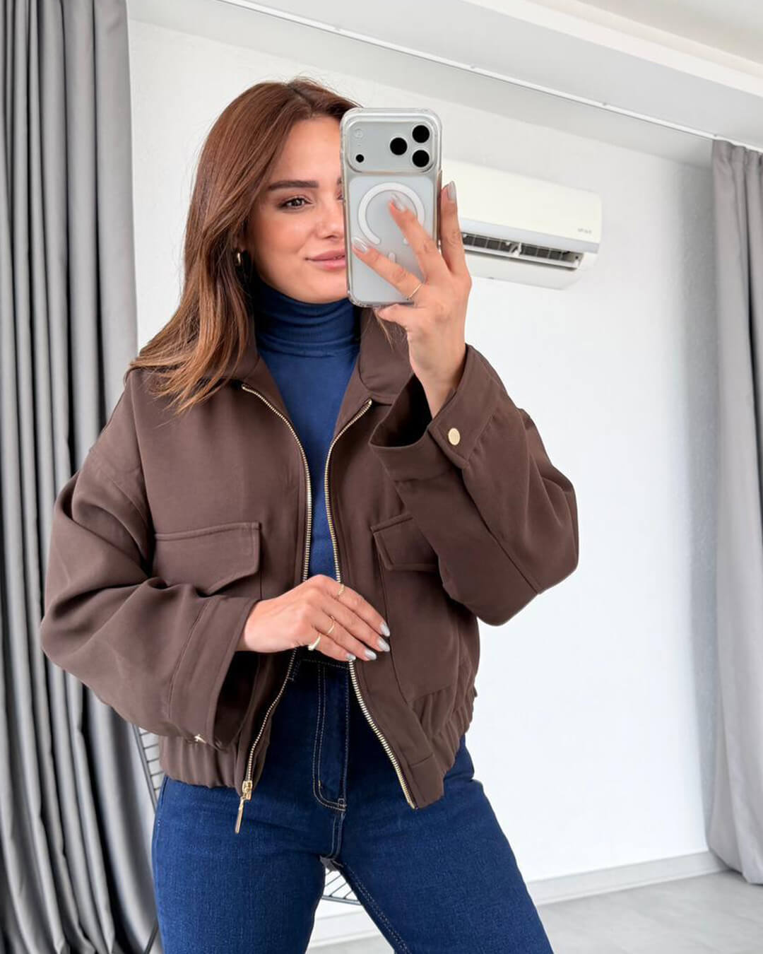 Gina | Giacca Bomber con Tasche a Pattina