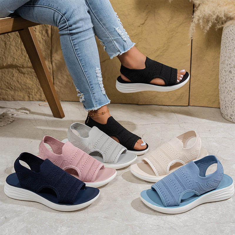 Anna | Sandali con Zeppa in Materiale Traspirante da Donna