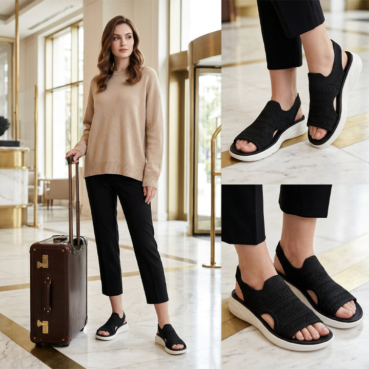 Anna | Sandali con Zeppa in Materiale Traspirante da Donna