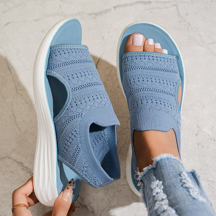 Anna | Sandali con Zeppa in Materiale Traspirante da Donna