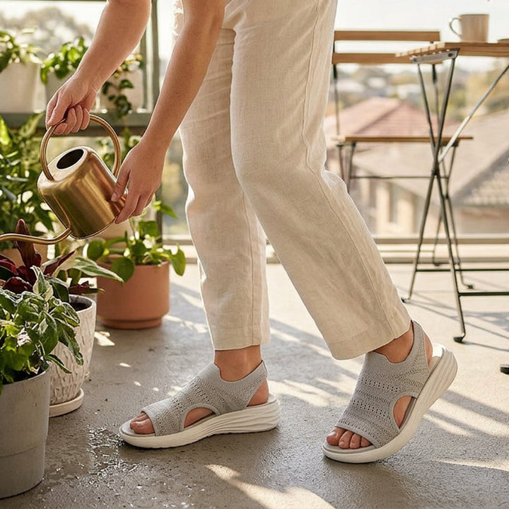 Anna | Sandali con Zeppa in Materiale Traspirante da Donna